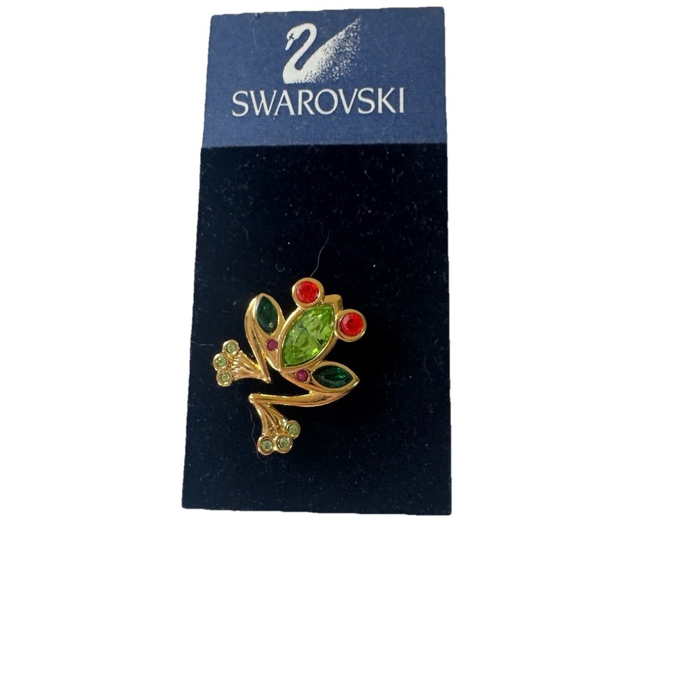 New SWAROVSKI Frog Lapel Pin Tie Tack Brooch Retired